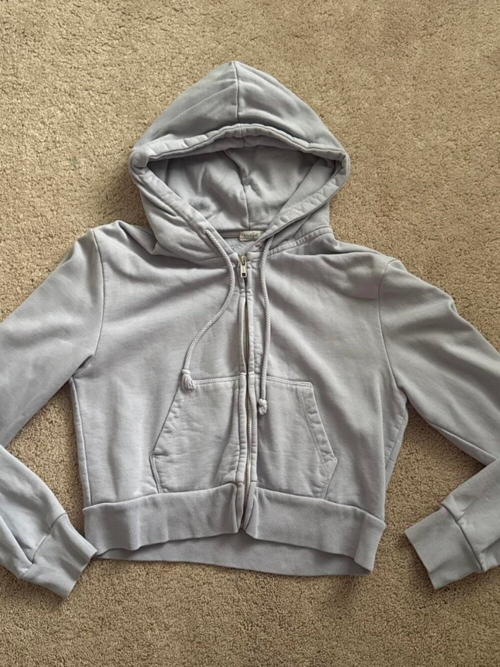 Light Gray Cropped Zip-Up Hoodie